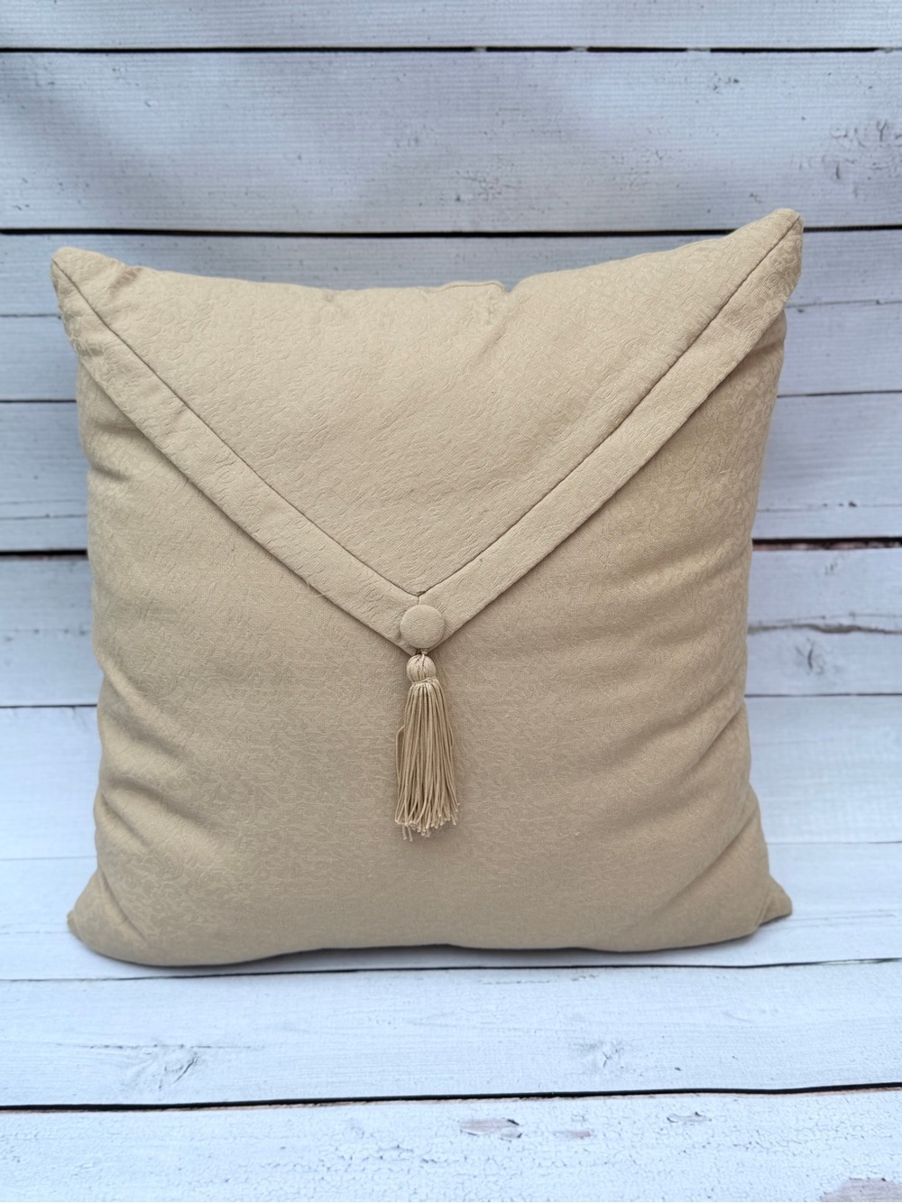 Elegant Beige Tassel Decorative Throw Pillow | - Picture 1 of 3